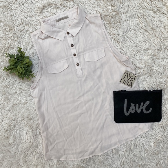 Active USA Sleeveless Collared Blouse 💗 Ivory - Picture 2 of 14